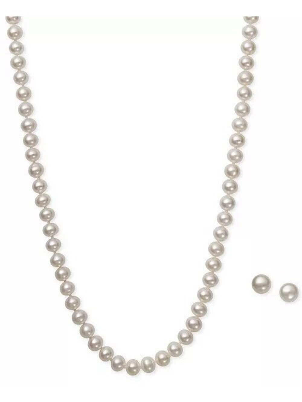 R.H. Macy's White Cultured Freshwater Pearl (6mm Necklace and Matching Stud $250